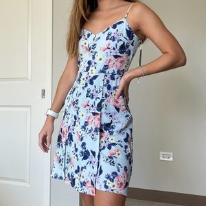 NWT French Connection Blue Floral Wrap Mini Dress Spring/Summer